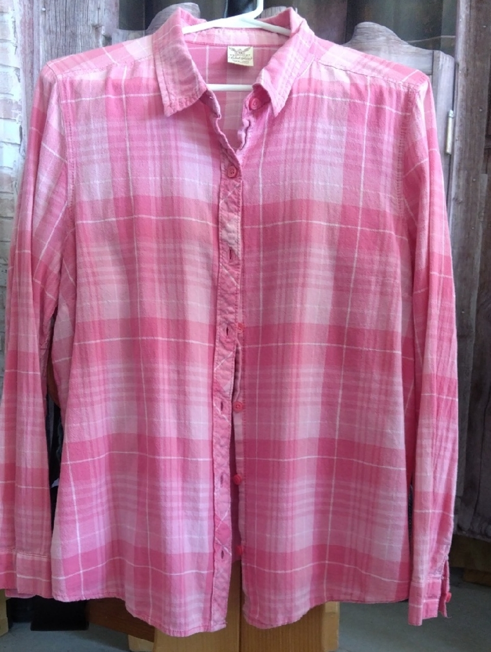 Faded Glory Pink Plaid Cotton Shirt